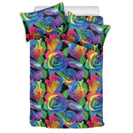 LGBT Pride Rainbow Roses Pattern Print Duvet Cover Bedding Set