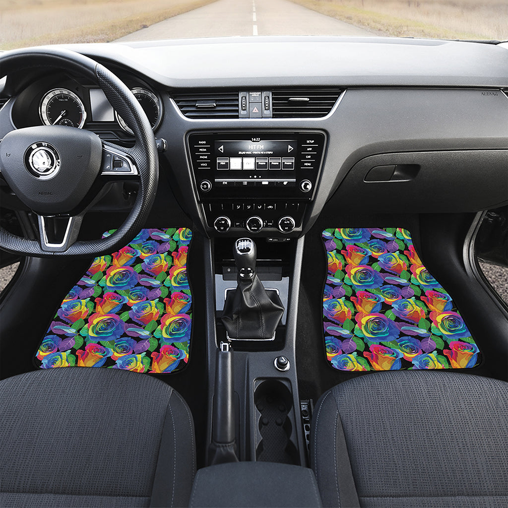 LGBT Pride Rainbow Roses Pattern Print Front Car Floor Mats
