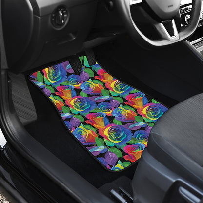 LGBT Pride Rainbow Roses Pattern Print Front Car Floor Mats