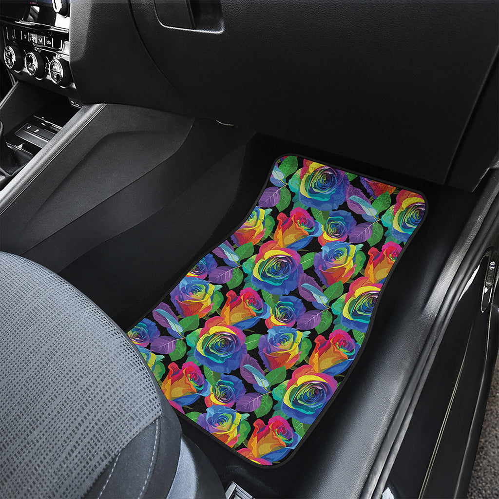 LGBT Pride Rainbow Roses Pattern Print Front Car Floor Mats
