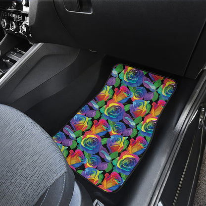 LGBT Pride Rainbow Roses Pattern Print Front Car Floor Mats