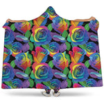 LGBT Pride Rainbow Roses Pattern Print Hooded Blanket
