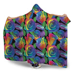 LGBT Pride Rainbow Roses Pattern Print Hooded Blanket