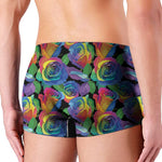 LGBT Pride Rainbow Roses Pattern Print Men's Boxer Briefs