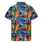 LGBT Pride Rainbow Roses Pattern Print Men's Short Sleeve Shirt