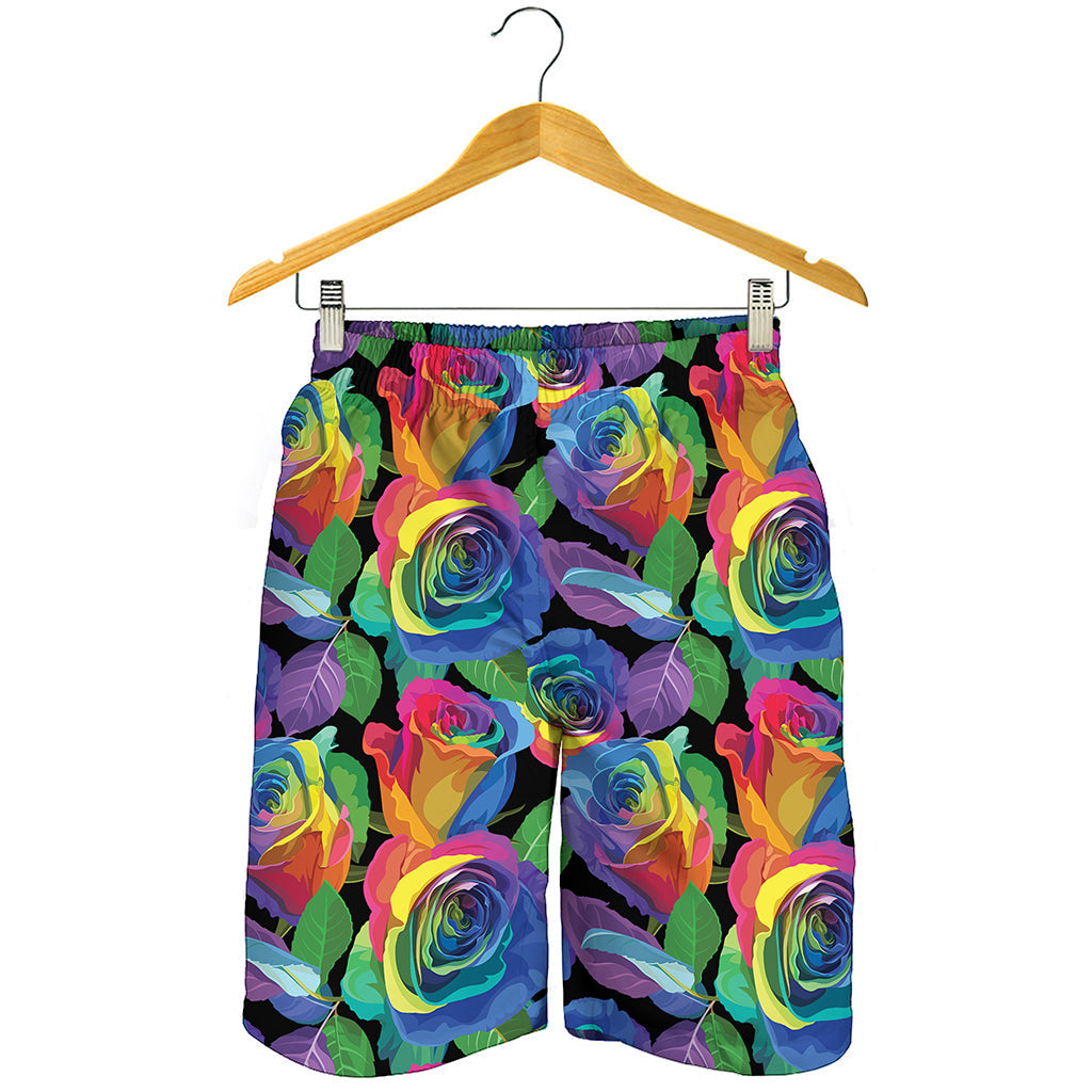 LGBT Pride Rainbow Roses Pattern Print Men's Shorts