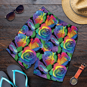 LGBT Pride Rainbow Roses Pattern Print Men's Shorts