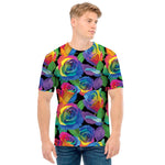 LGBT Pride Rainbow Roses Pattern Print Men's T-Shirt