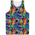 LGBT Pride Rainbow Roses Pattern Print Men's Tank Top