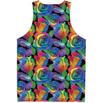 LGBT Pride Rainbow Roses Pattern Print Men's Tank Top