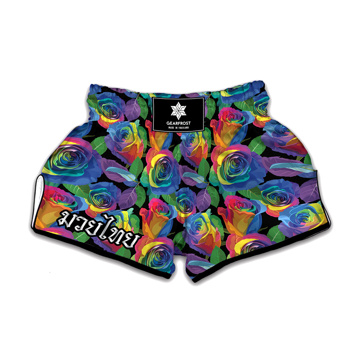 LGBT Pride Rainbow Roses Pattern Print Muay Thai Boxing Shorts