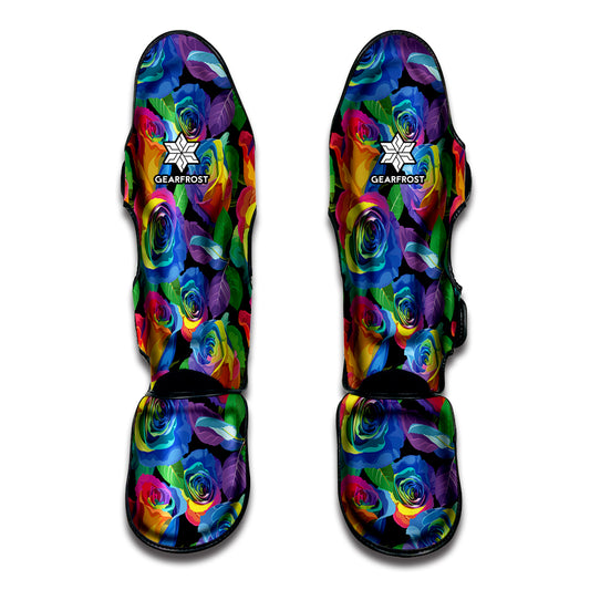 LGBT Pride Rainbow Roses Pattern Print Muay Thai Shin Guard