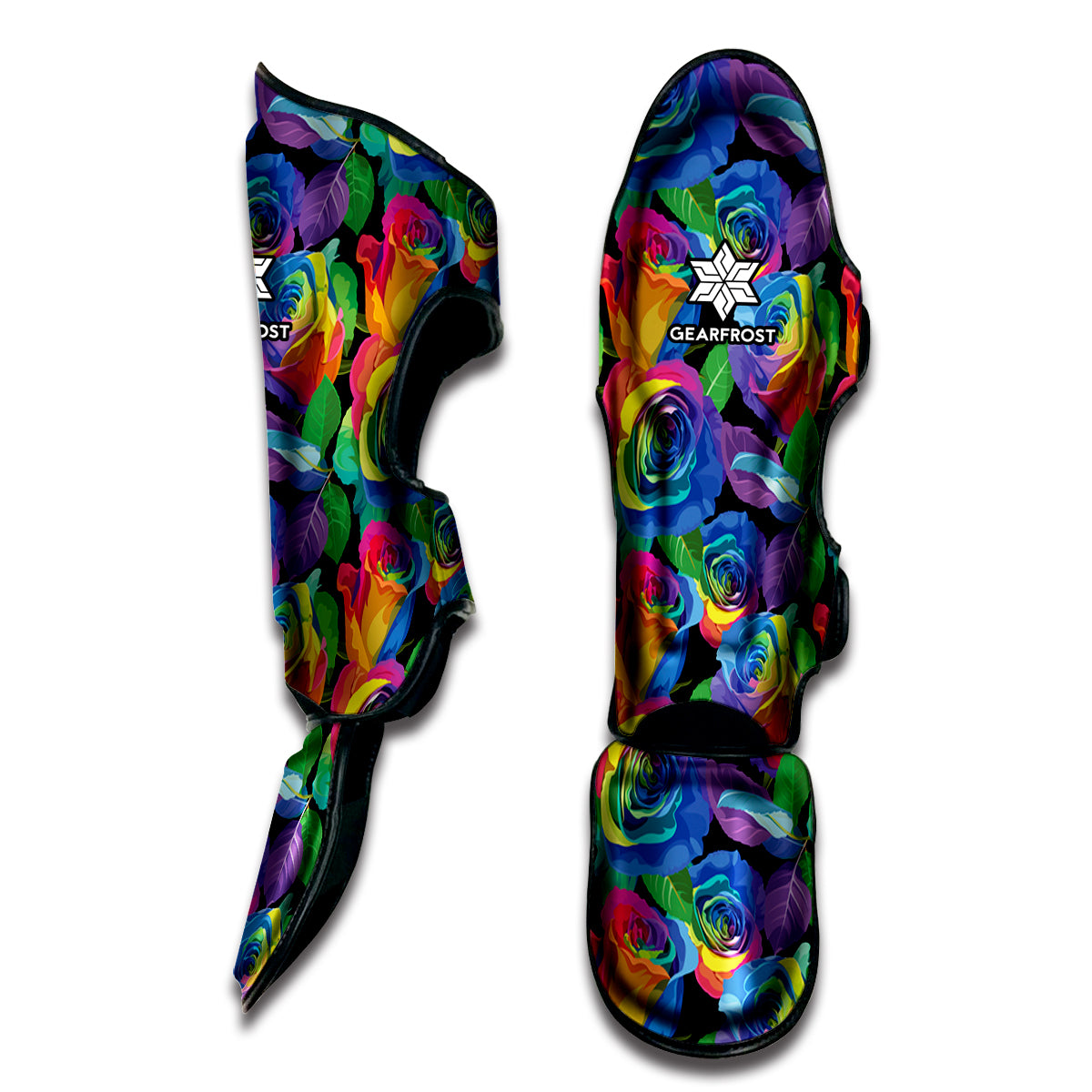 LGBT Pride Rainbow Roses Pattern Print Muay Thai Shin Guard