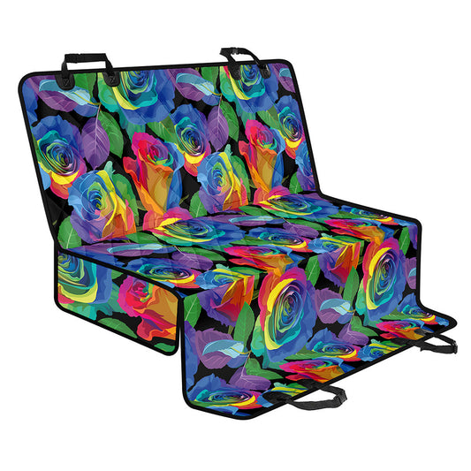LGBT Pride Rainbow Roses Pattern Print Pet Car Back Seat Cover