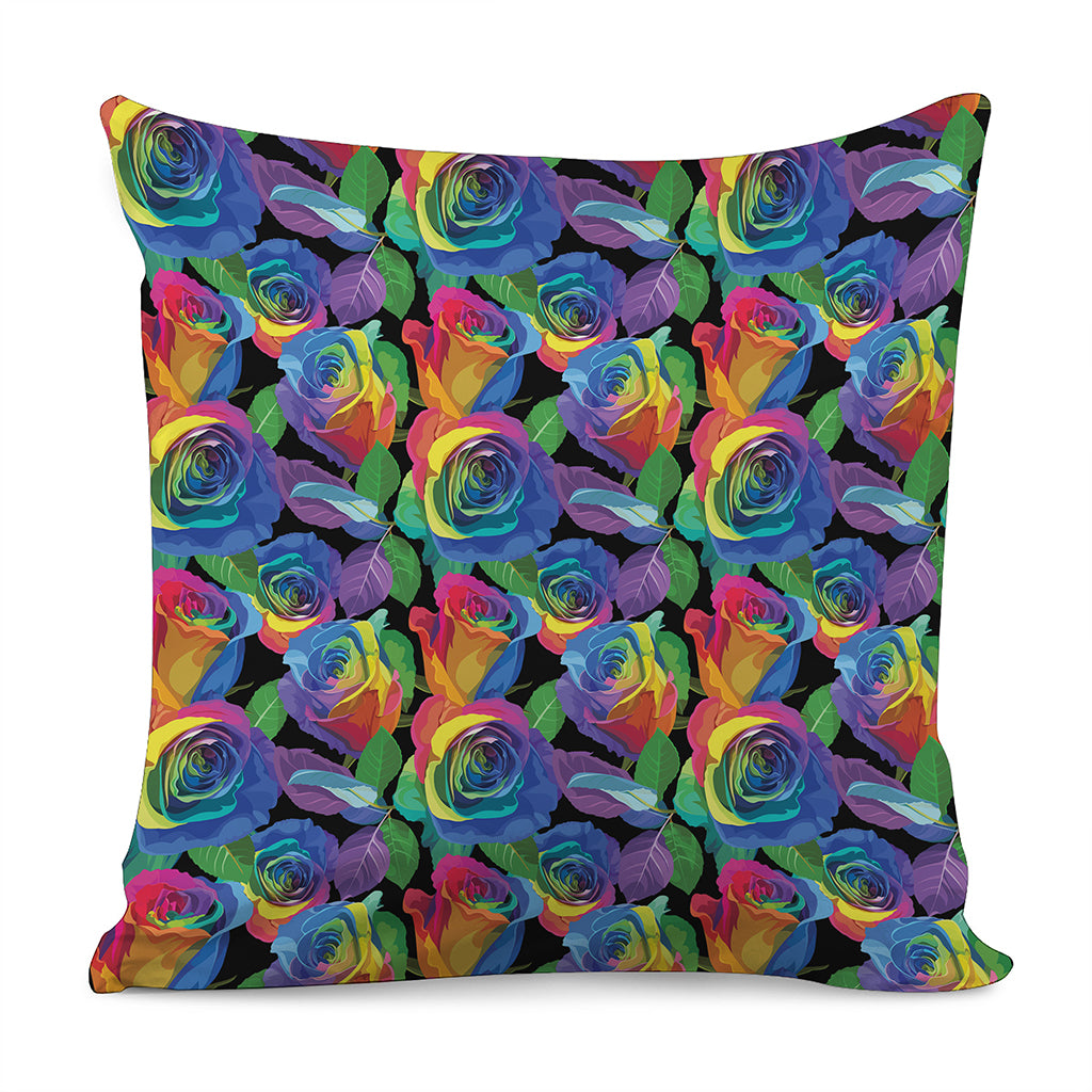 LGBT Pride Rainbow Roses Pattern Print Pillow Cover