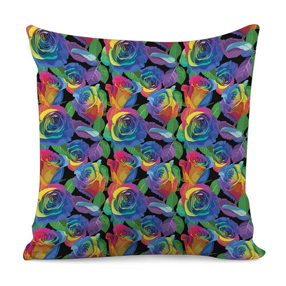 LGBT Pride Rainbow Roses Pattern Print Pillow Cover