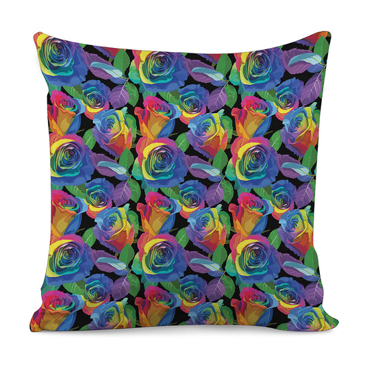 LGBT Pride Rainbow Roses Pattern Print Pillow Cover