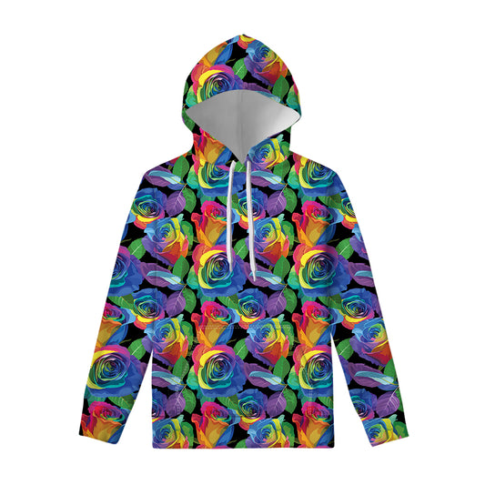 LGBT Pride Rainbow Roses Pattern Print Pullover Hoodie