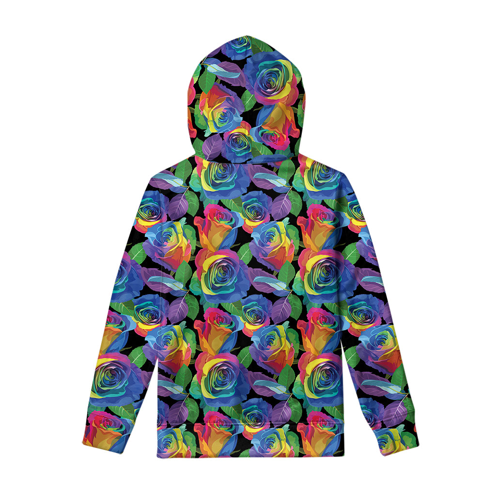 LGBT Pride Rainbow Roses Pattern Print Pullover Hoodie