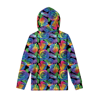 LGBT Pride Rainbow Roses Pattern Print Pullover Hoodie