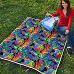 LGBT Pride Rainbow Roses Pattern Print Quilt