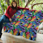 LGBT Pride Rainbow Roses Pattern Print Quilt