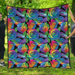 LGBT Pride Rainbow Roses Pattern Print Quilt