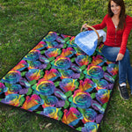 LGBT Pride Rainbow Roses Pattern Print Quilt