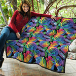 LGBT Pride Rainbow Roses Pattern Print Quilt