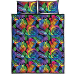 LGBT Pride Rainbow Roses Pattern Print Quilt Bed Set