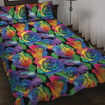 LGBT Pride Rainbow Roses Pattern Print Quilt Bed Set