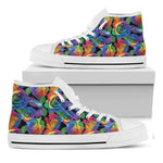 LGBT Pride Rainbow Roses Pattern Print White High Top Shoes