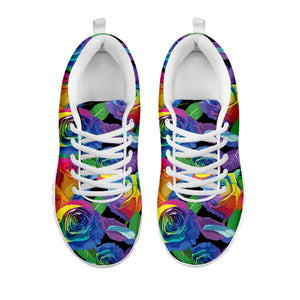 LGBT Pride Rainbow Roses Pattern Print White Sneakers