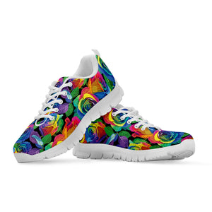 LGBT Pride Rainbow Roses Pattern Print White Sneakers