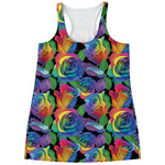 LGBT Pride Rainbow Roses Pattern Print Women's Racerback Tank Top