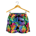 LGBT Pride Rainbow Roses Pattern Print Women's Shorts