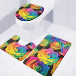 LGBT Pride Rainbow Roses Print 3 Piece Bath Mat Set
