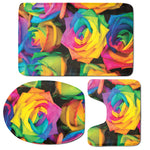 LGBT Pride Rainbow Roses Print 3 Piece Bath Mat Set