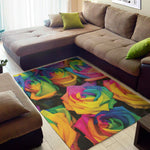 LGBT Pride Rainbow Roses Print Area Rug
