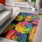 LGBT Pride Rainbow Roses Print Area Rug