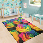 LGBT Pride Rainbow Roses Print Area Rug
