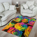 LGBT Pride Rainbow Roses Print Area Rug