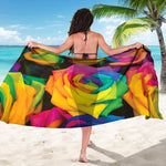 LGBT Pride Rainbow Roses Print Beach Sarong Wrap