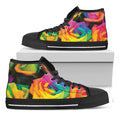 LGBT Pride Rainbow Roses Print Black High Top Sneakers
