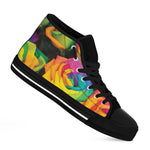 LGBT Pride Rainbow Roses Print Black High Top Shoes