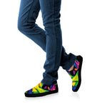 LGBT Pride Rainbow Roses Print Black Slip On Shoes
