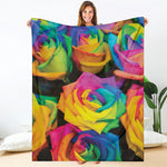 LGBT Pride Rainbow Roses Print Blanket