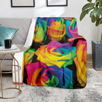 LGBT Pride Rainbow Roses Print Blanket