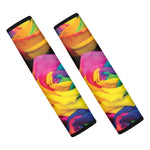 LGBT Pride Rainbow Roses Print Car Seat Belt Covers