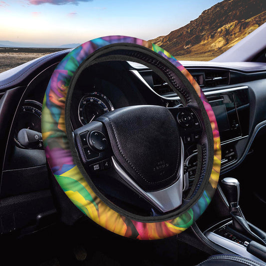 LGBT Pride Rainbow Roses Print Car Steering Wheel Cover